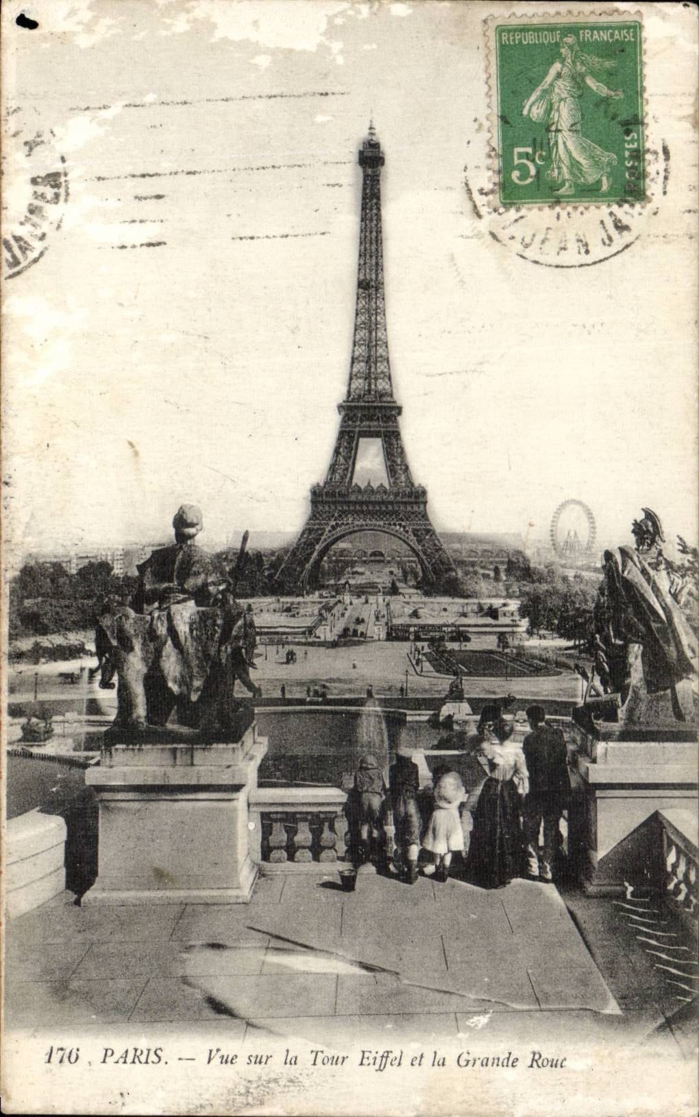 Paris CPA Vue sur la Tour Eiffel et la grande roue