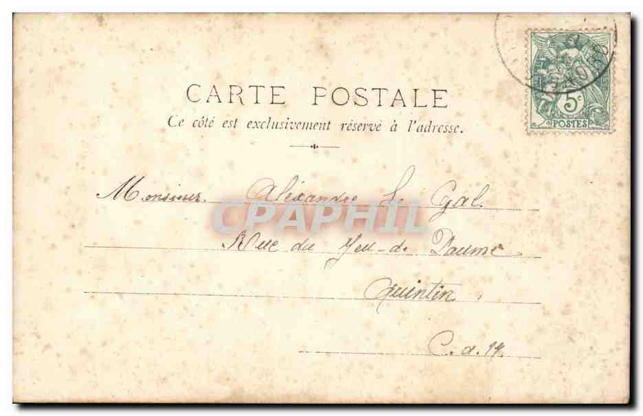 Les Tourtereaufs — scène de courtoisie en jardin — M.F. PARIS — Verso