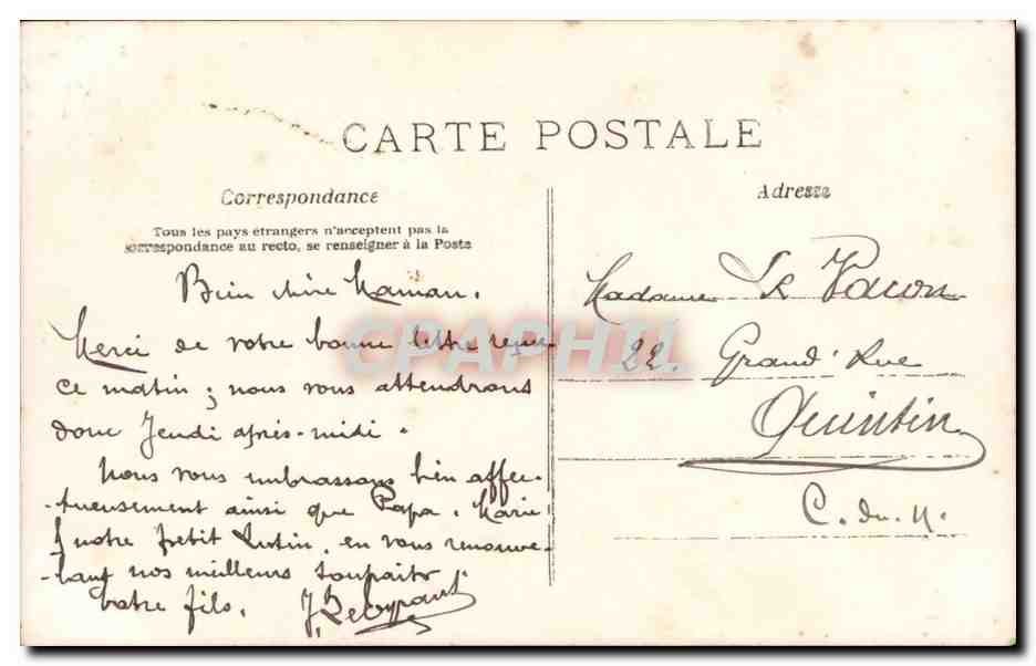 Famille — Nouvel An 1912 — A.N. PARY, n°477 — Achterkant
