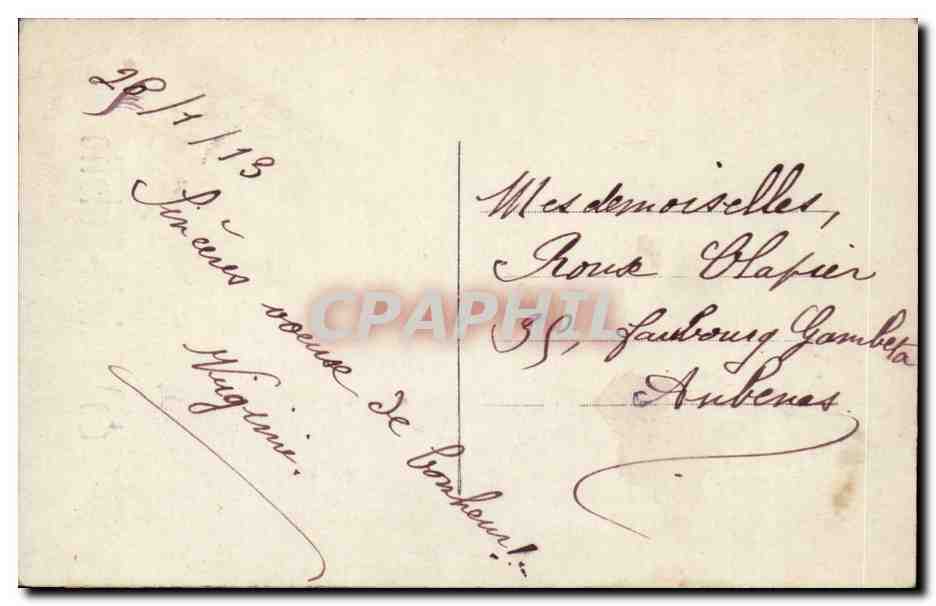 Blumen und junge Frau — 'Bon Bonjour' — aus Sainte-Eulalie — Rückseite