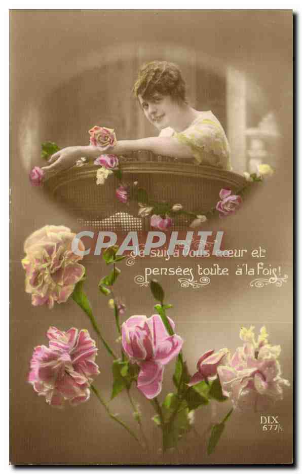 Femme au balcon — roses — éditeur DIX n° 677