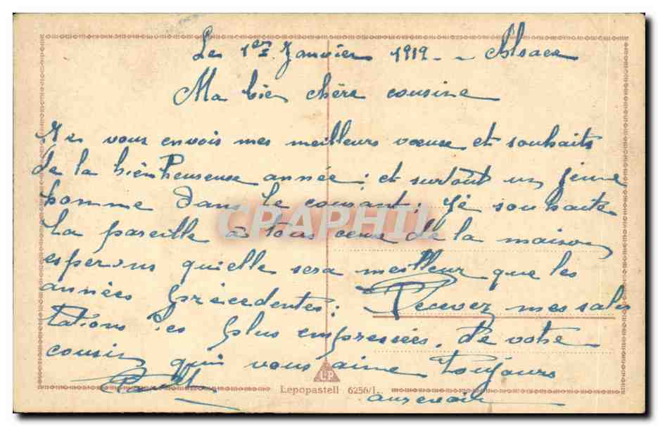 Schneeflockenpaare — Neujahr — Lepopastell 6256/1 — Rückseite