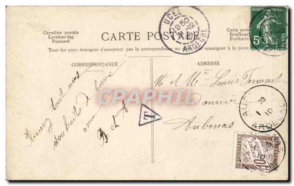 Jeune femme en fleurs — Souhaits de Bonne Année — Carte postale française — Back