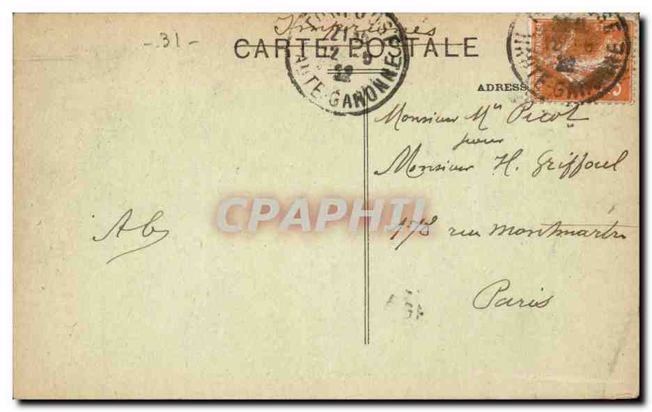 CPA Toulouse Le grand rond — Verso