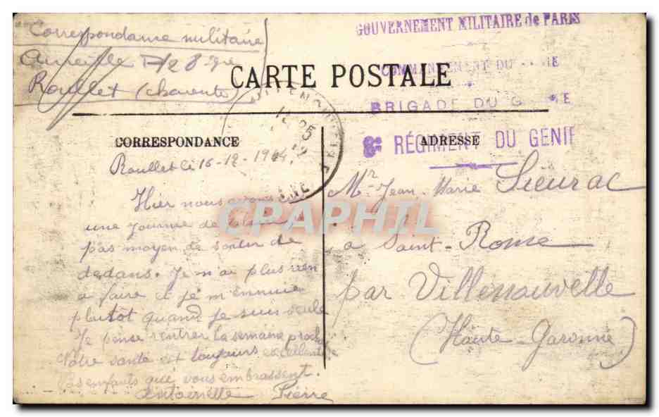 CPA Angouleme La cahpelle des Bezines — Rückseite