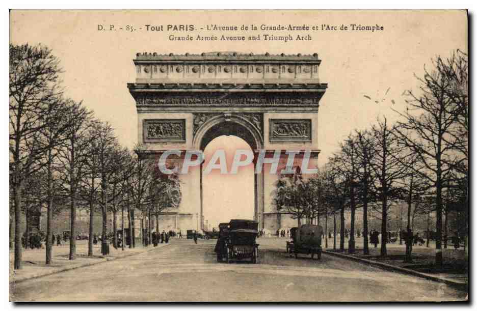 Paris CPA Avenue de la Grande armee et l'arc de triomphe
