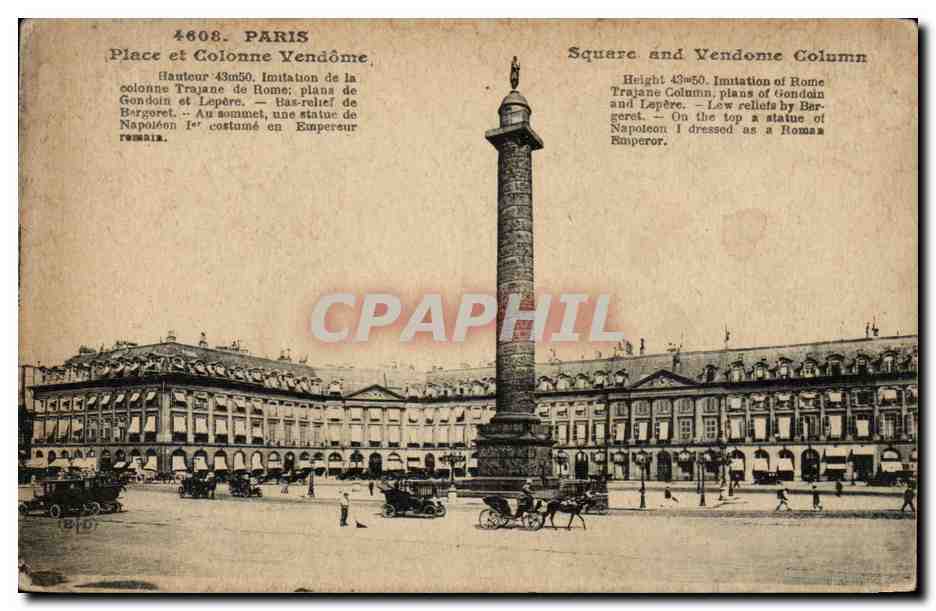Paris CPA Place et colonne Vendome