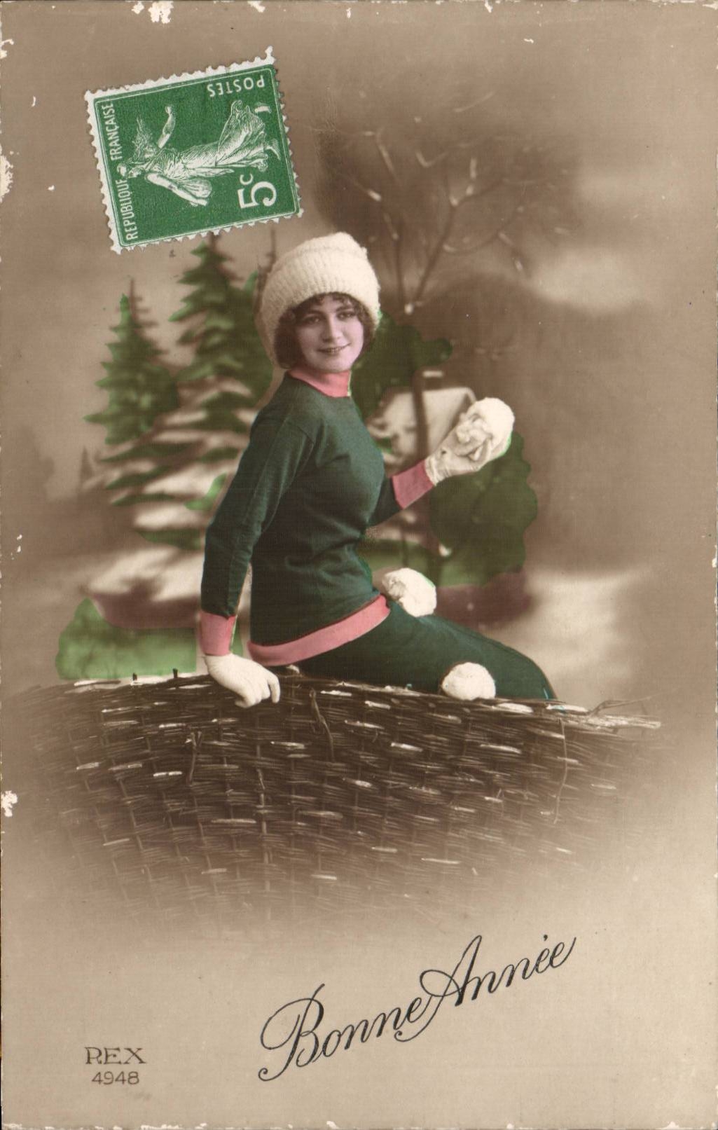 CPA Fantaisie Femme Bonne annee
