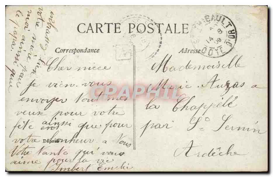 Femme souriante dans un cadre floral — Pour votre fête — ELD, n°4321 — Verso