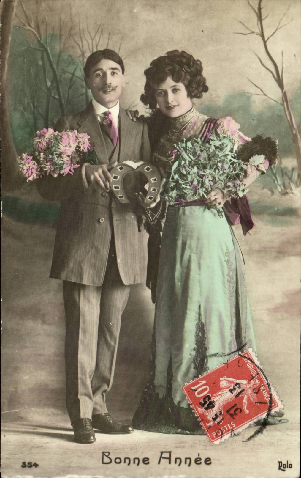 Couple en tenue de fête — Bonne Année — Rolo, n° 354