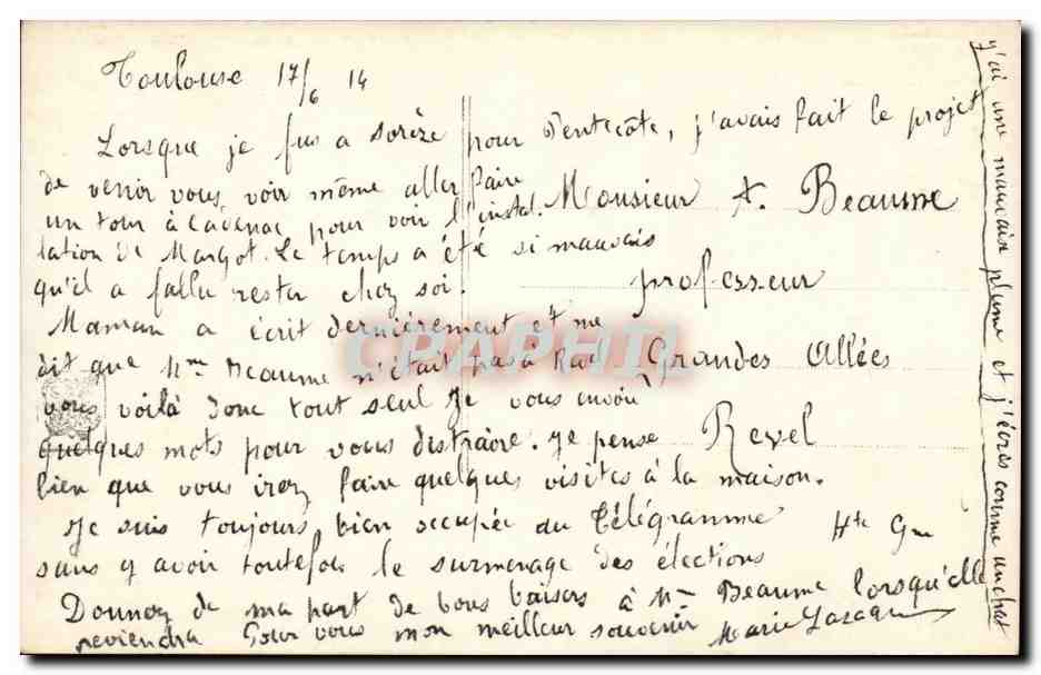 CPA Fantaisie Salon Penot Jeunesse — Verso