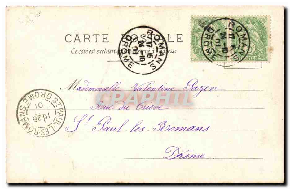 CPA Fantaisie Enfant et pourpee ( Bourg de Peage 1901 )  — Verso