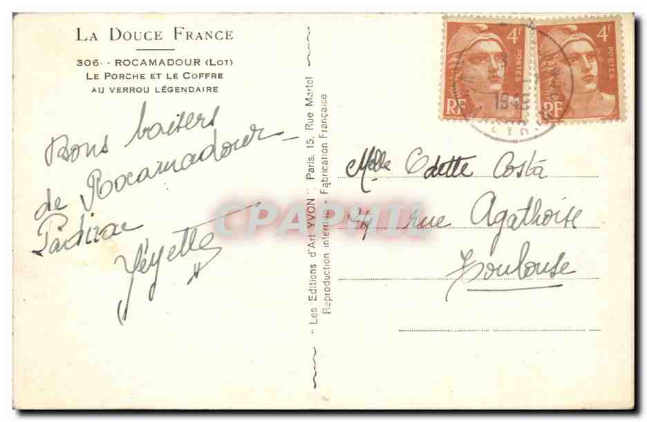 Rocamadour — Le Porche et le Coffre — Éditions d'Art XVON — Reverso