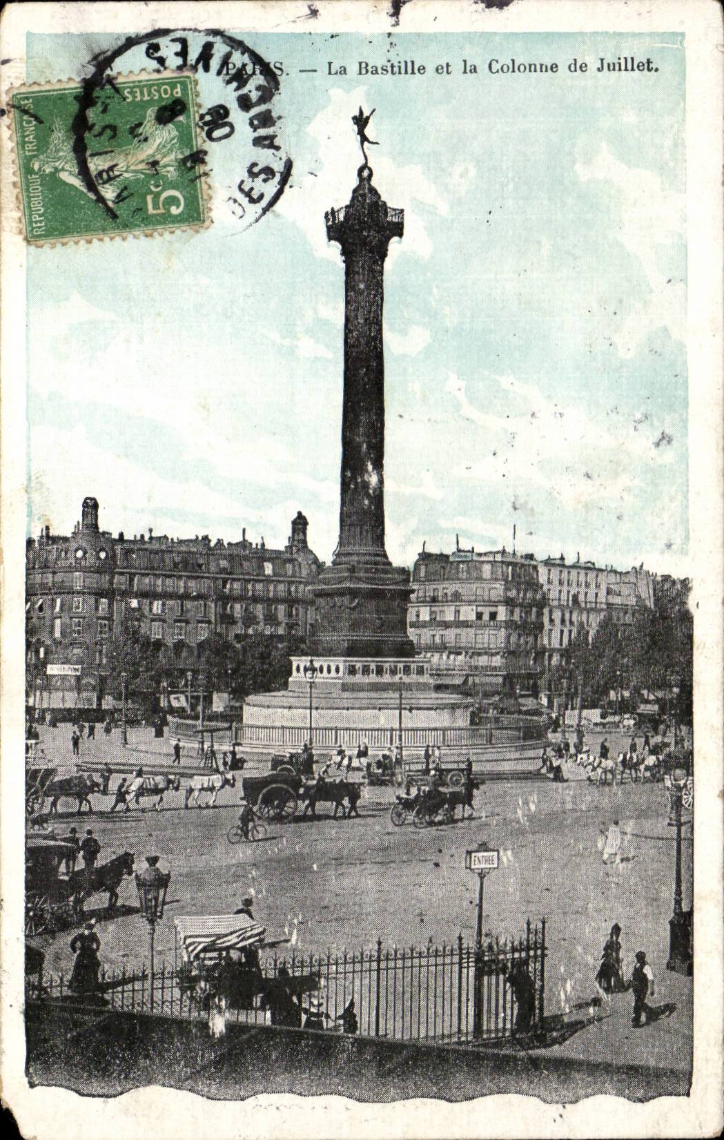 Paris CPA La Bastille et la colonne de Juillet