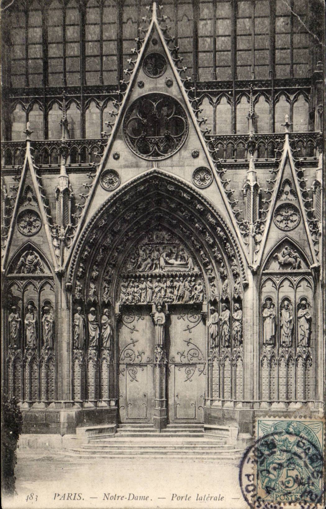 Paris CPA Notre Dame Porte laterale