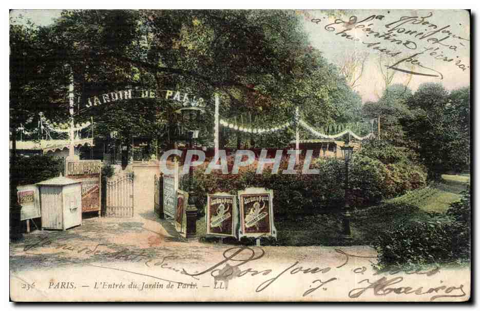 Paris CPA Entree du jardin de Paris