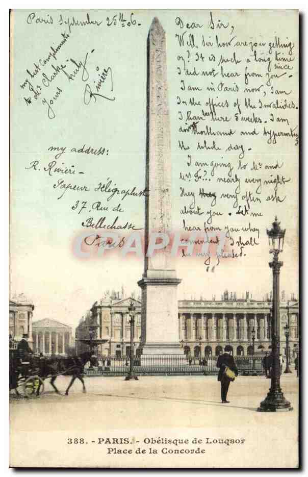 Paris CPA Obelisque de Louqsor Place de la Concorde