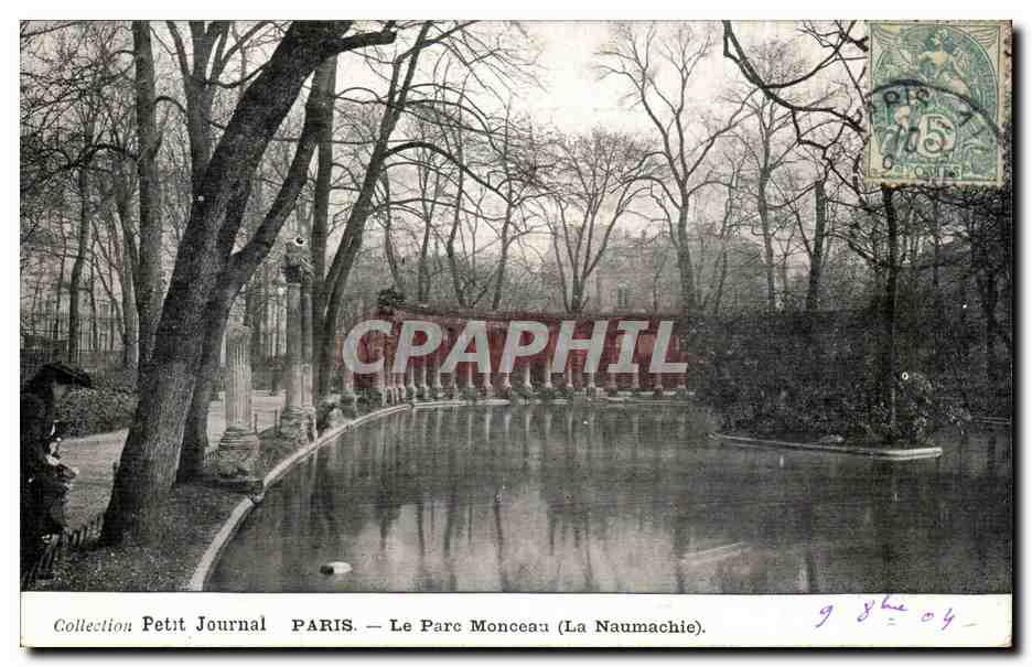 Paris CPA Le parc Monceau ( la Naumachie )