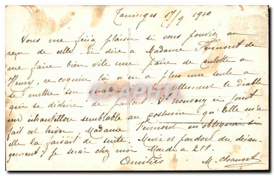 CPA Fantaisie Garcon — Rückseite