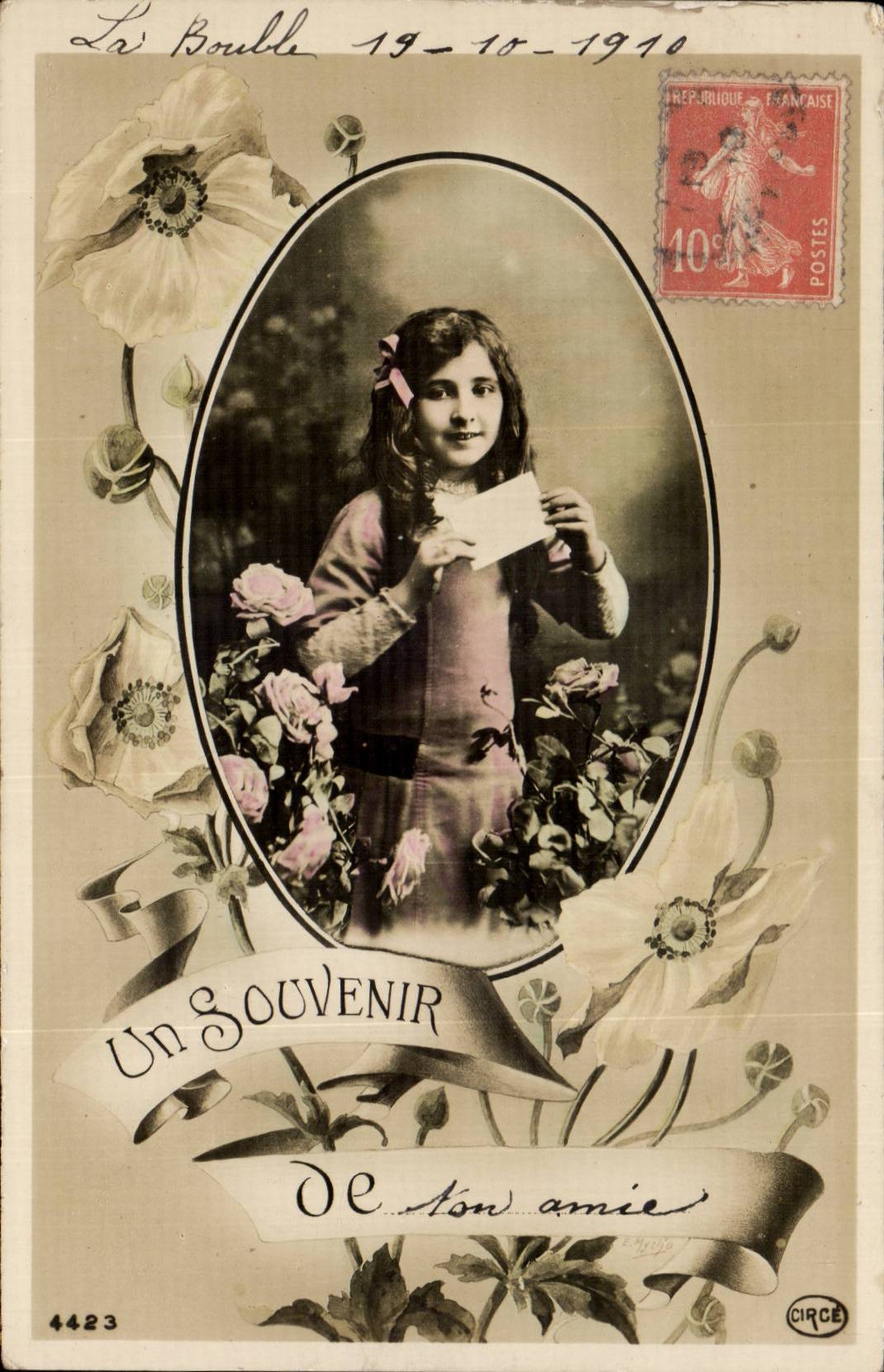 CPA Fantaisie Enfant un souvenir de ton amie