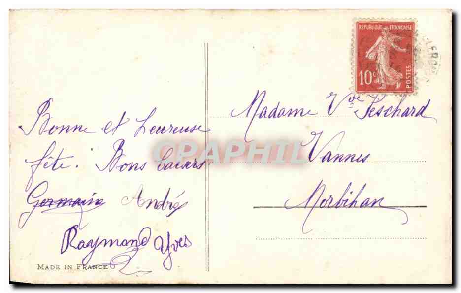 Giovane donna con berretto ricamato — Buon compleanno — Fauvrette 1408 — Verso