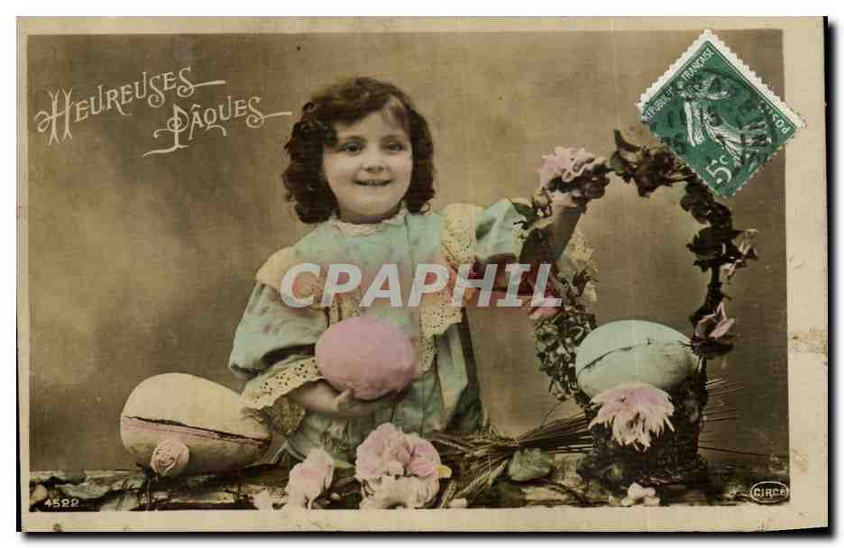 CPA Fantaisie Enfant Heureuse Paques Easter