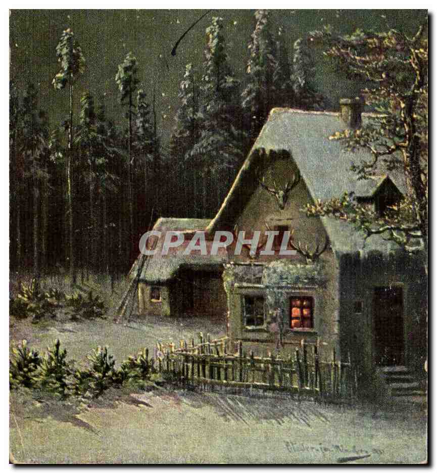 CPA Fantaisie Maison sous la neige