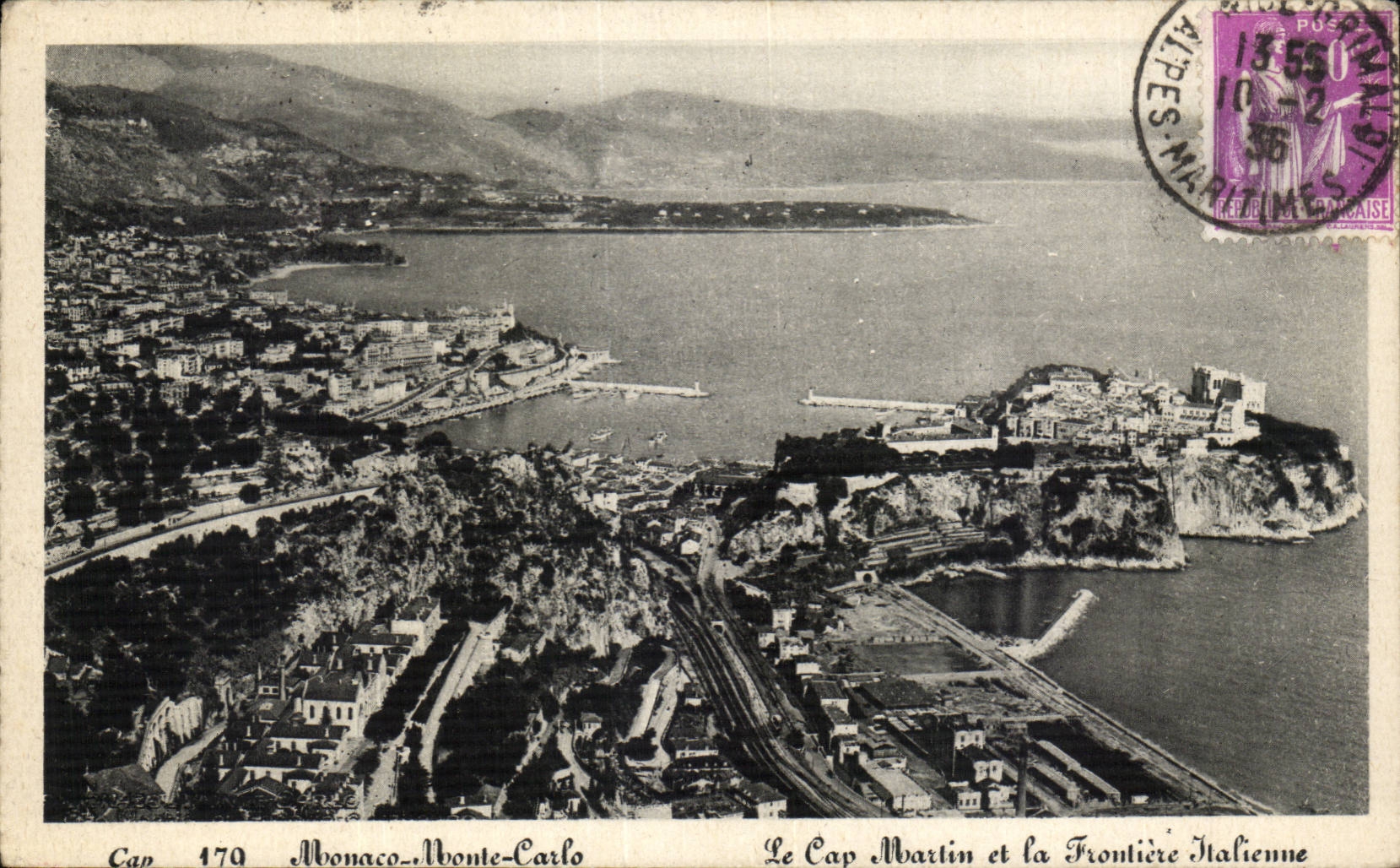 CPA Monaco Monte CArlo Le Cap martin et la frontiere italienne