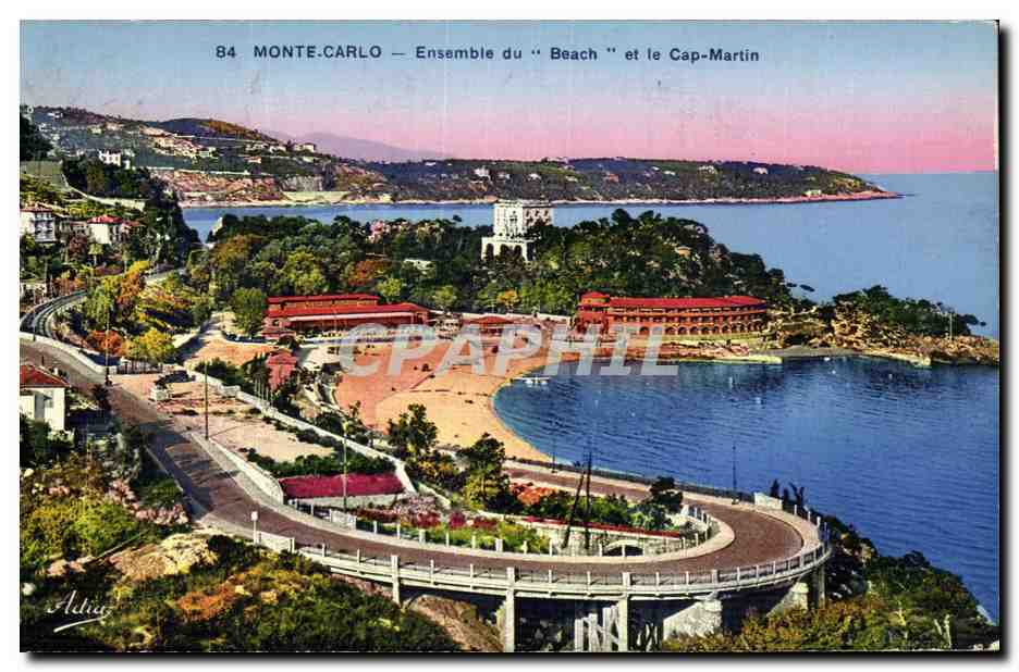 CPA Monaco Monte CArlo Ensemble du Beach et le cap martin