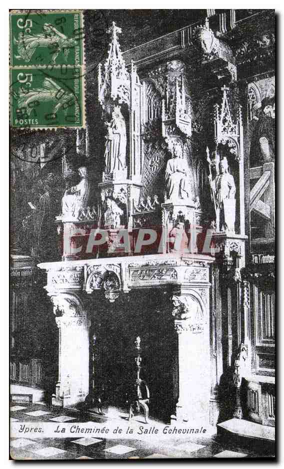 CPA Ypres la cheminee de la salle echevinale