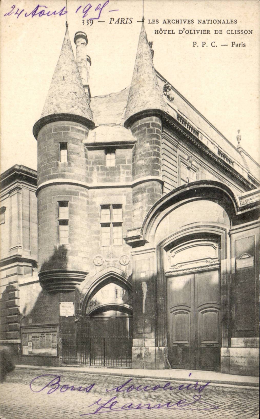 Paris CPA Les archives nationales Hotel d'Oliver de Clisson