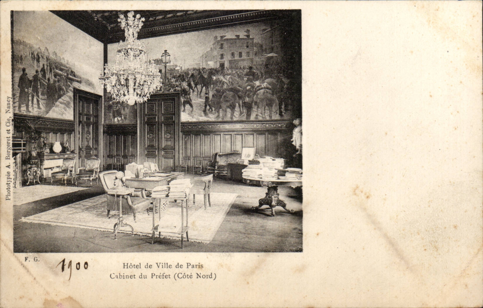 Paris CPA Hotel de ville Cabinet du prefet ( cote nord )