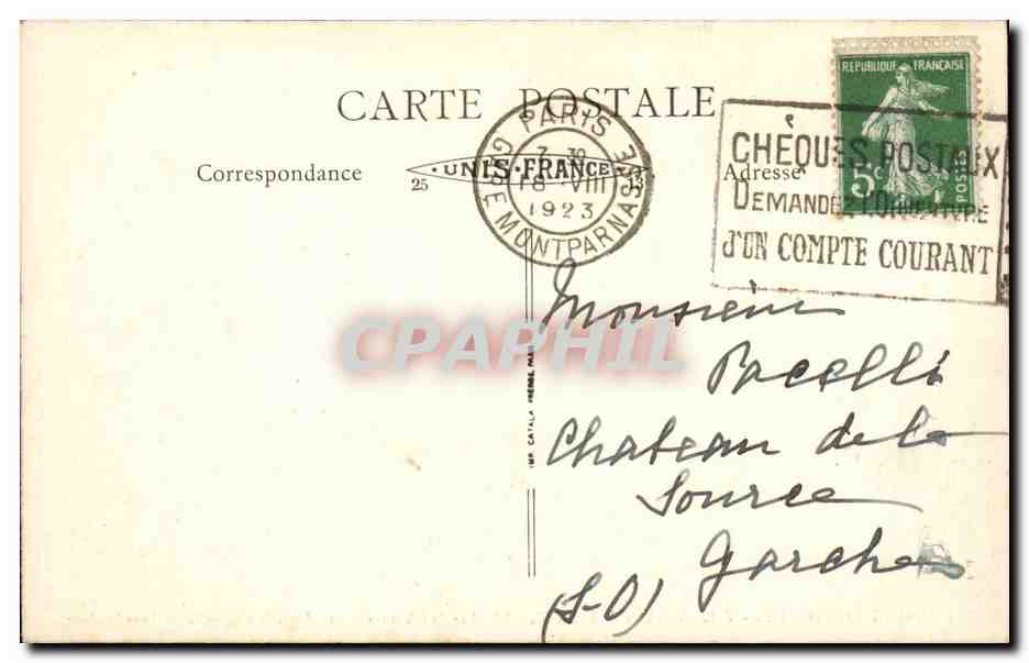 Paris CPA Pension de Dames Villa Saint Michel Rue de l'assomption L'ile dans le parc — Rückseite