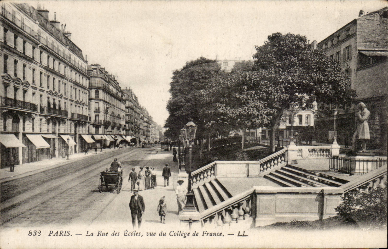 Paris CPA Rue des Ecoles Vue du college de France