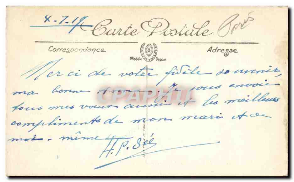 Paris CPA Le pont d'Iena et la Trocadero — Verso