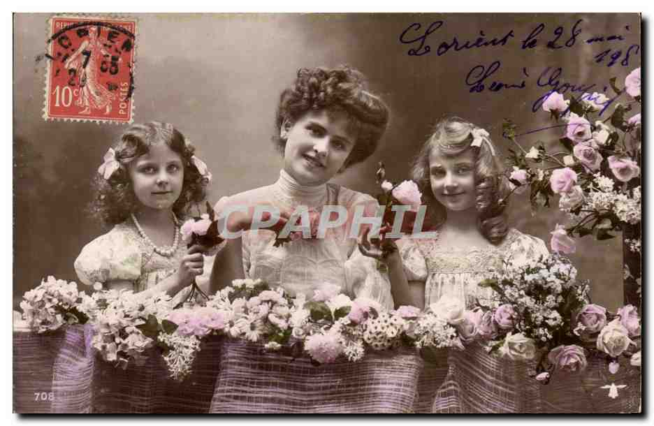 Famille avec fleurs — Série 708 — Éditeur non identifié
