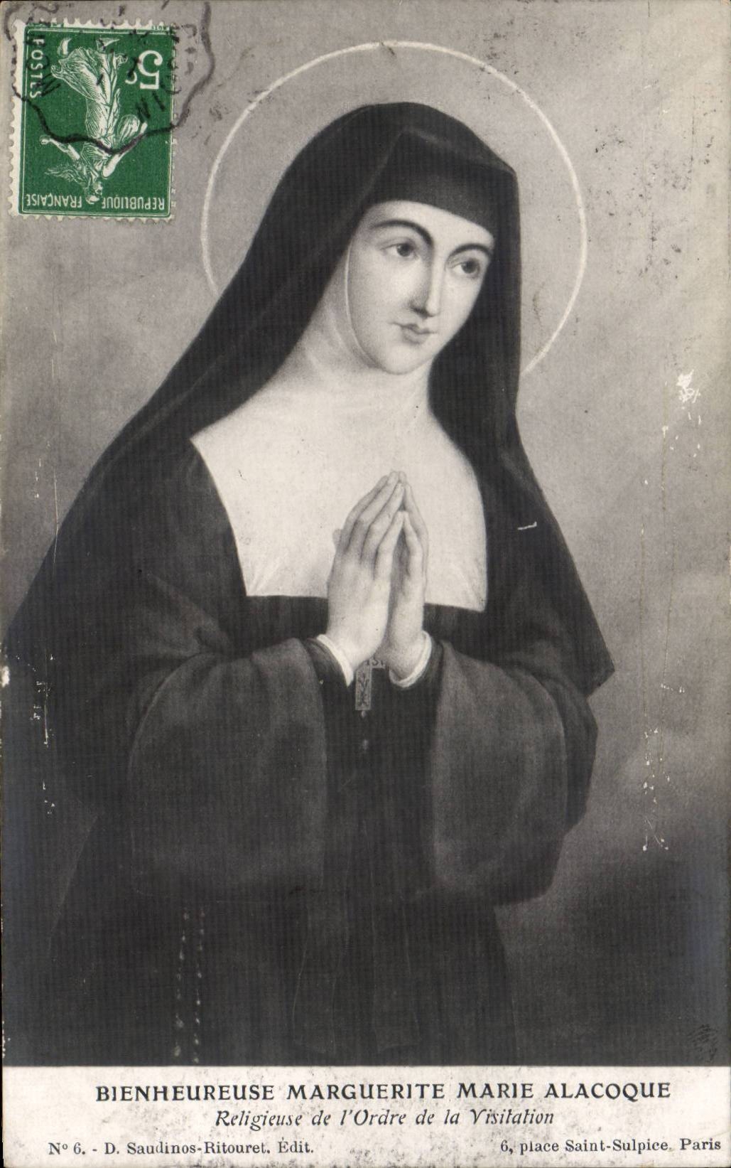 CPA Fantaisie Bienheureuse Marguerite Marie alacoque Religieuse de l'ordre de la Visitation