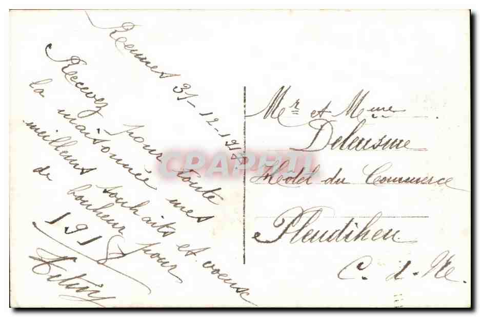 Jeune femme en robe lilas — Bonne Année — EME 814 — Achterkant