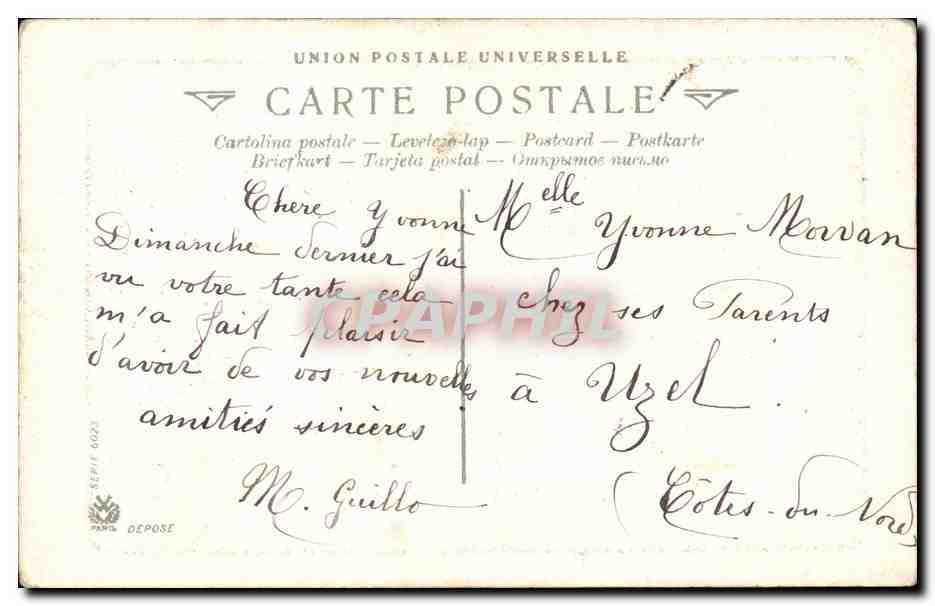 CPA Fantaisie Au village ( folklore costume )  — Verso