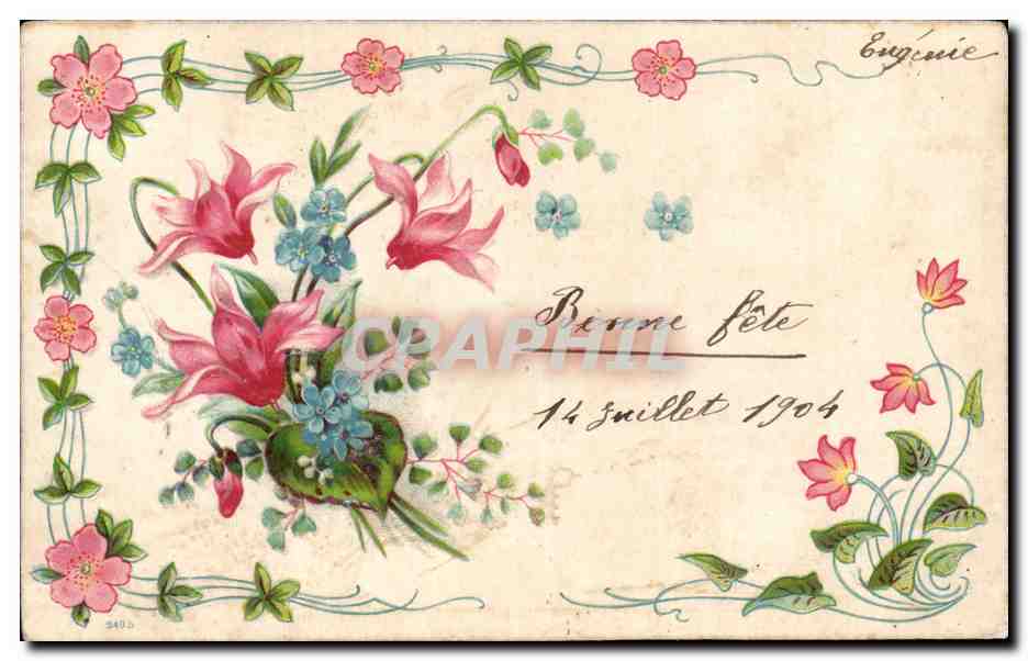 CPA Fantaisie Fleurs Bonne fete