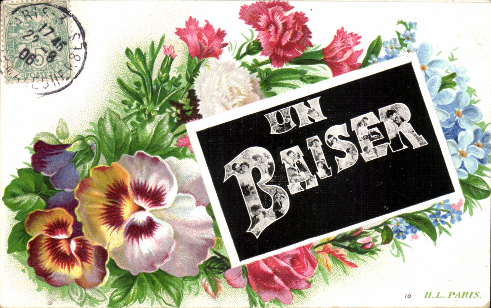 CPA Fantaisie Fleurs Un baiser