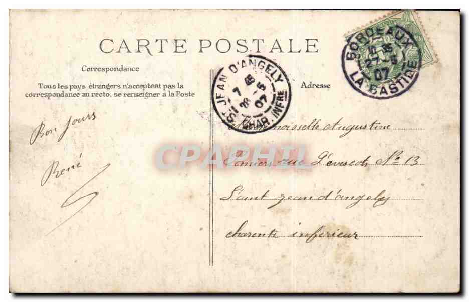 CPA Bordeaux Exposition maritime internationale 1907 Vue prise sous la passerelle Le grand palais — Verso