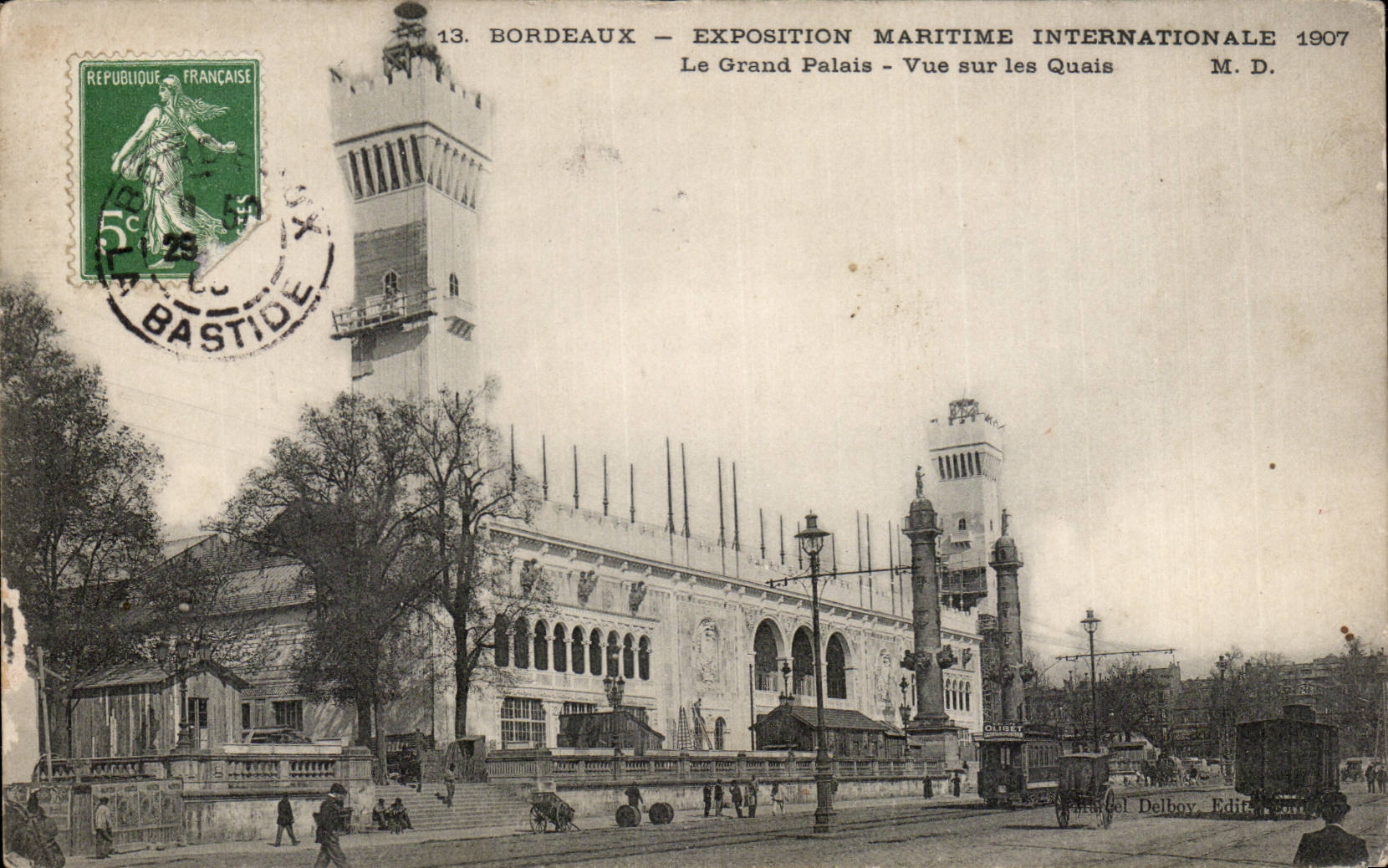 Bordeaux CPA Exposition maritime internationale 1907 Le grand palais Vue sur les quais