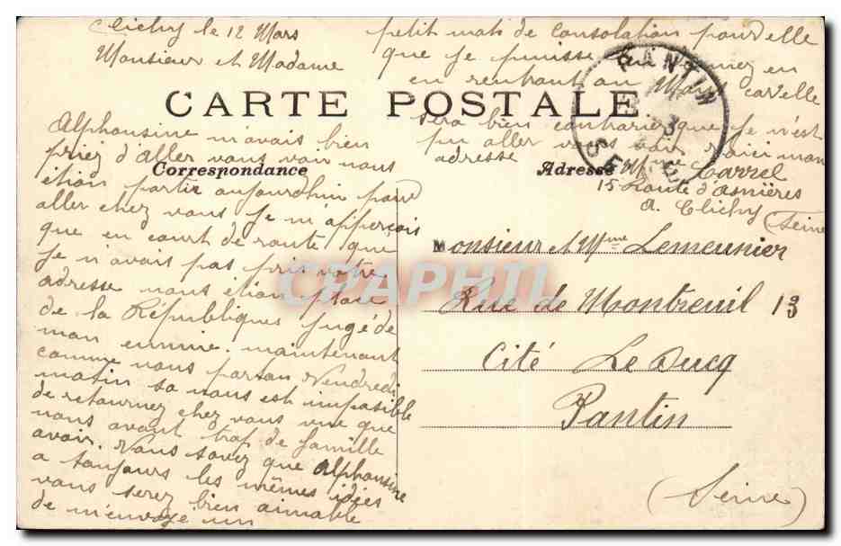 CPA Paris Place de la Bastille — Rückseite