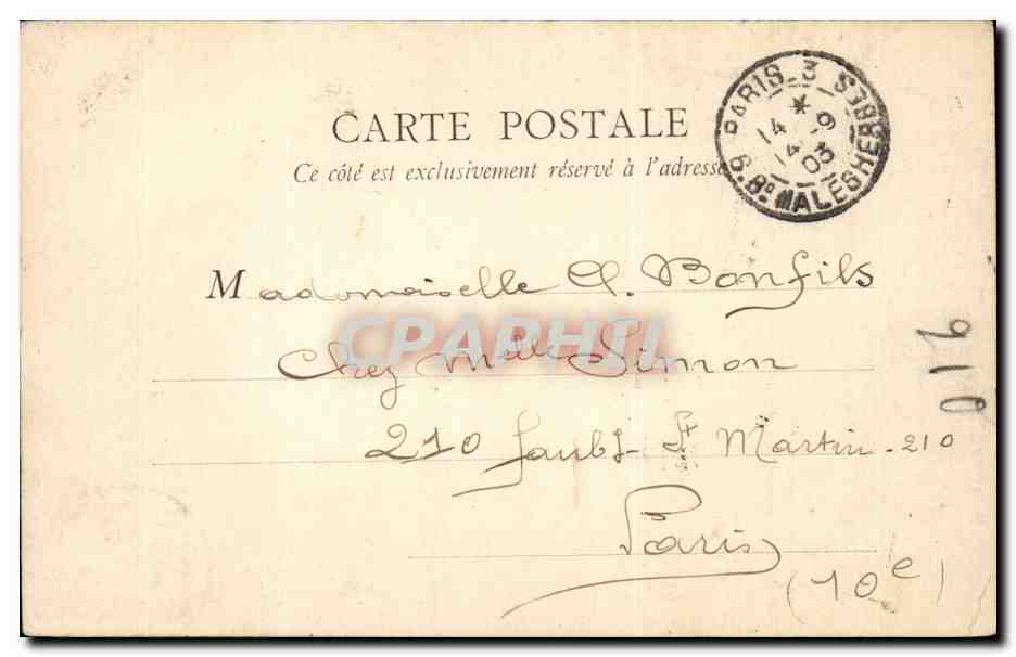 CPA Paris Jardin des Tuileries et rue de Rivoli — Verso