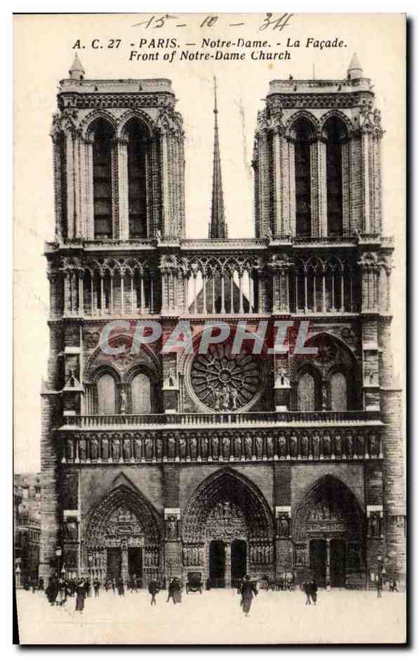 CPA Paris Notre Dame La facade 