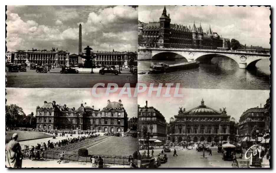 CPM Paris Concorde Conciergerie Palais du Luxembourg et place de l'opera