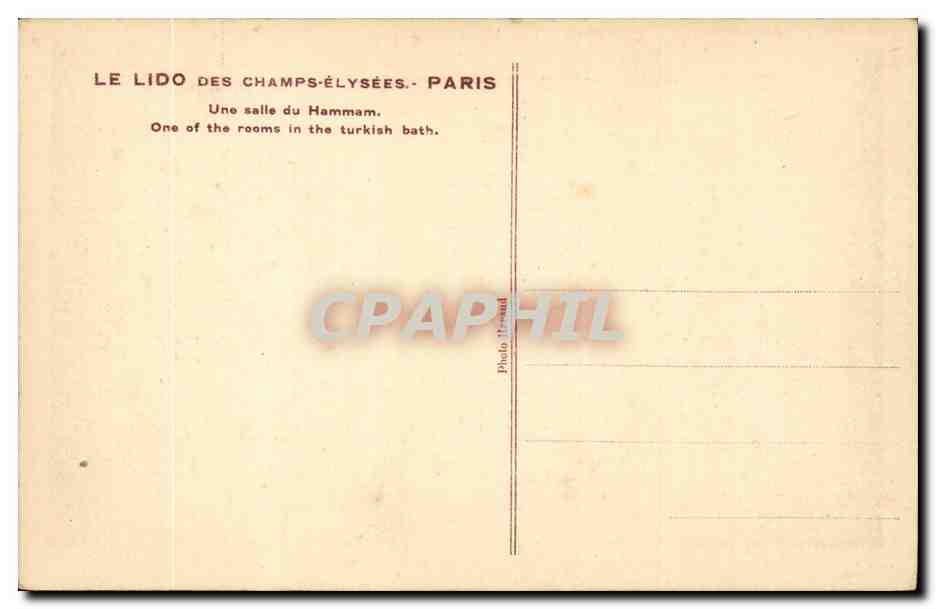 CPA Paris Le lido Une salle du hammam  — Verso