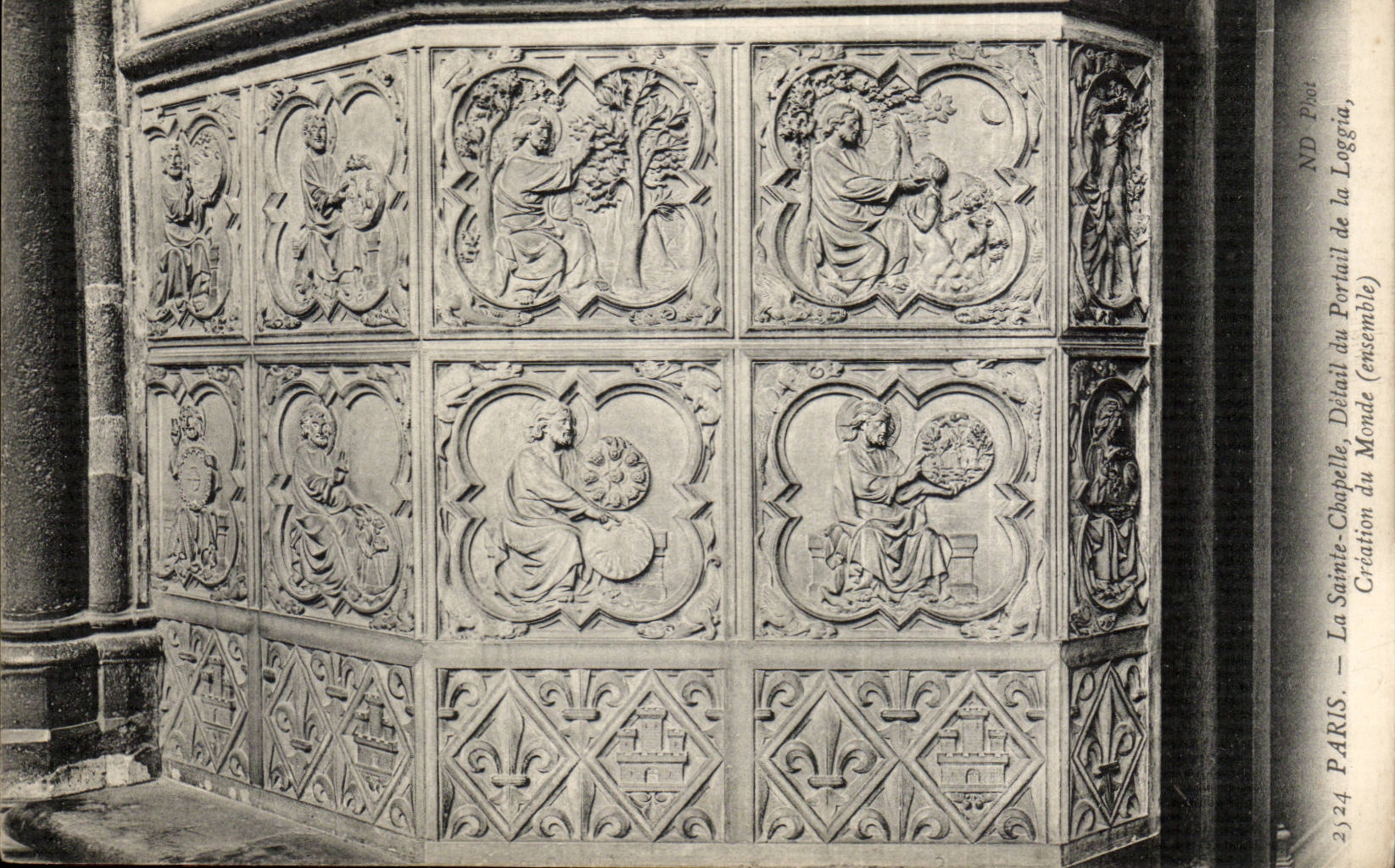 CPA Paris la Sainte Chapelle DEtail du portail de la loggia Creation du monde