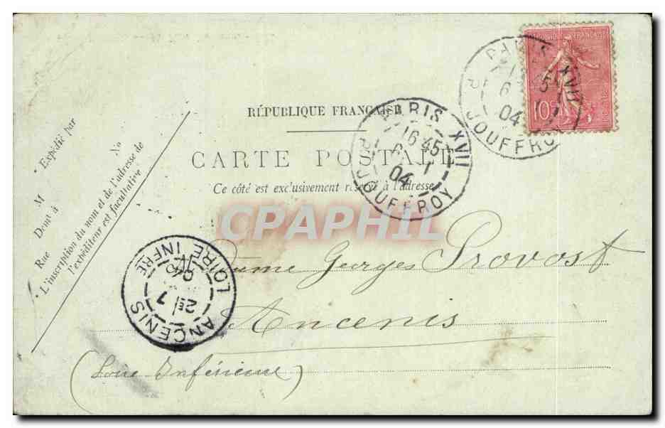 CPA Paris Le parc Monceau — Verso